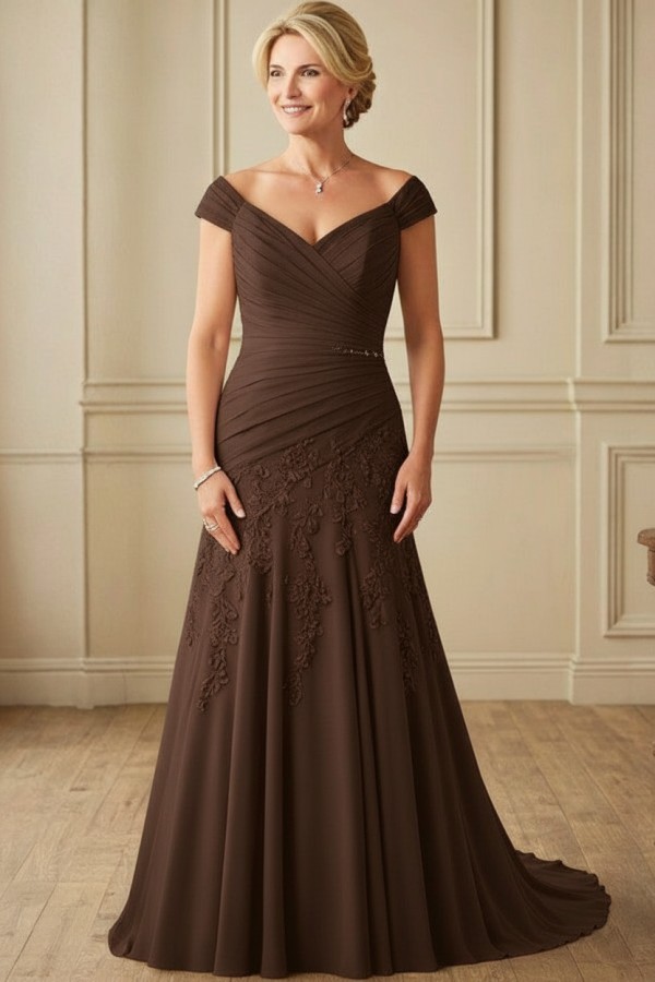 Champagne Brautmutterkleider Lang Günstig Kleider für Brautmutter