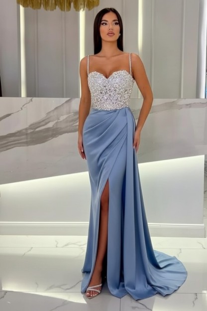 Schöne Abendkleider Mit Glitzer | Blaue Abiballkleider Lang Günstig