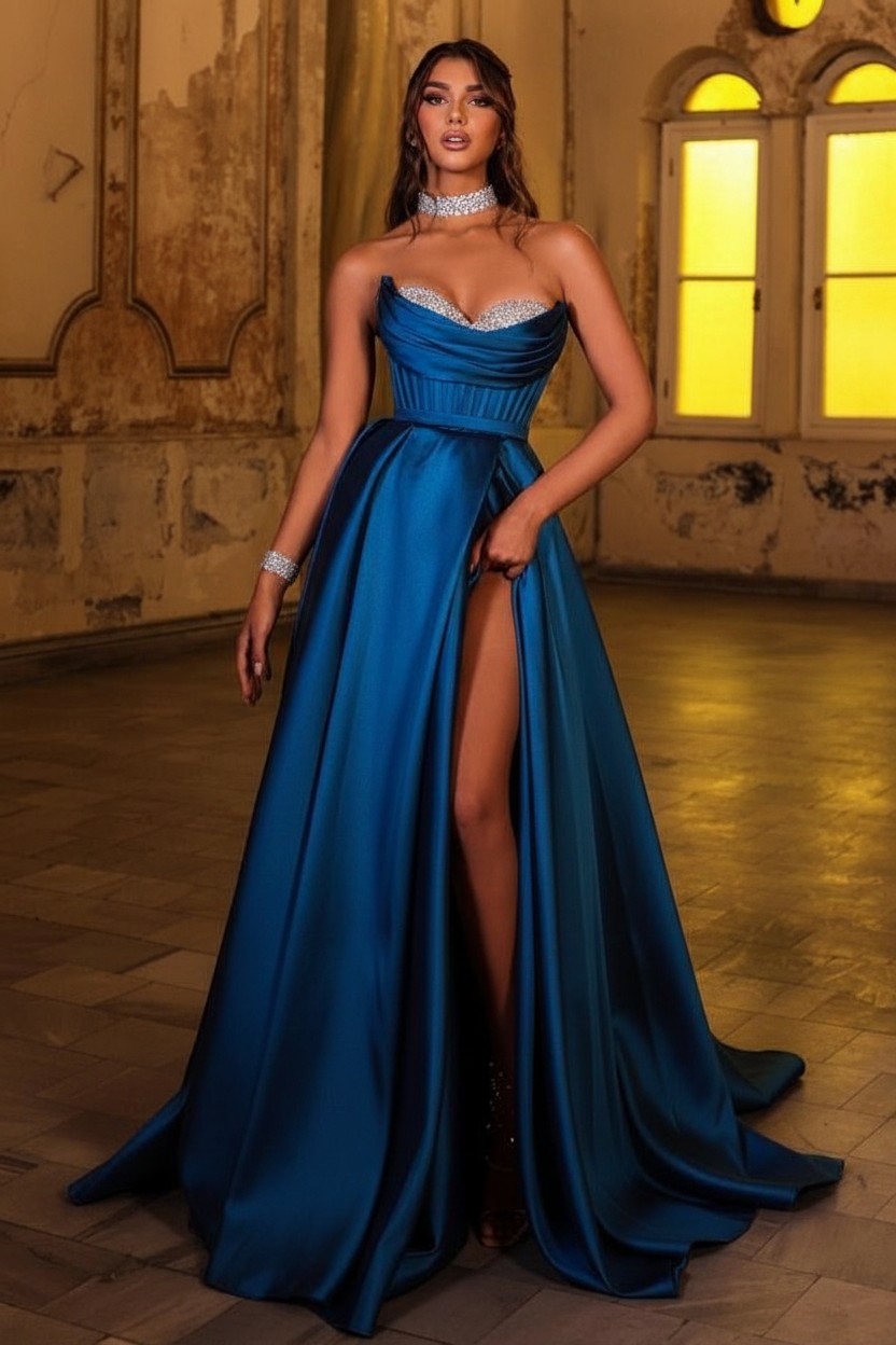 Schöne Abendkleider Lang Braun | Günstig Abiballkleider Schlicht