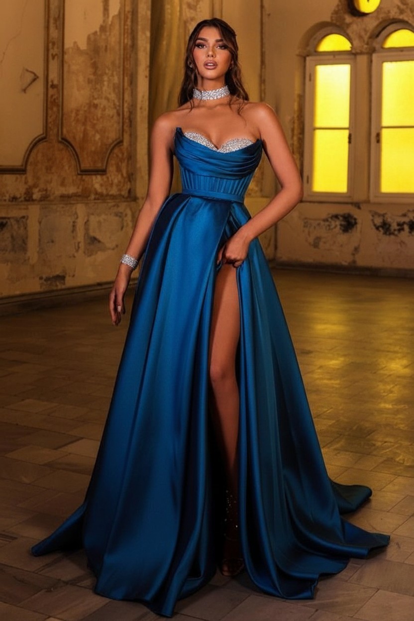 Schöne Abendkleider Lang Braun | Günstig Abiballkleider Schlicht