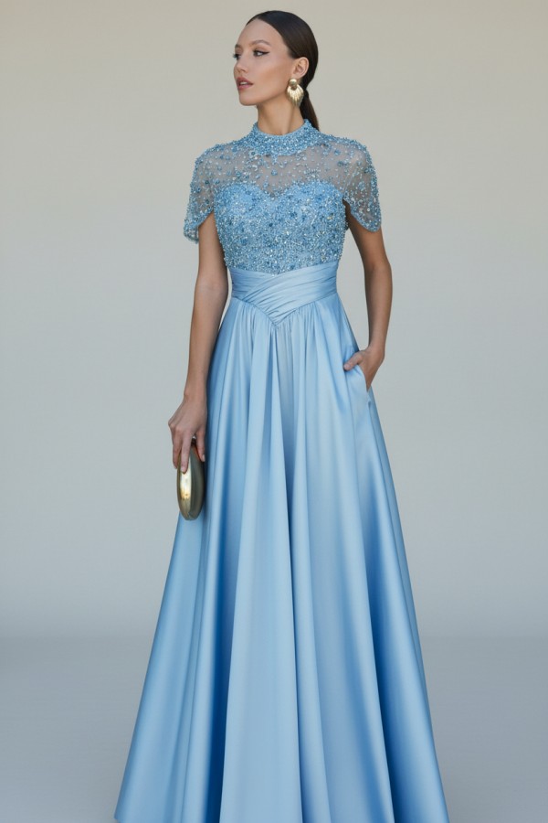 Dunkel Grüne Abendkleider Lang Glitzer Ballkleider mit Ärmel