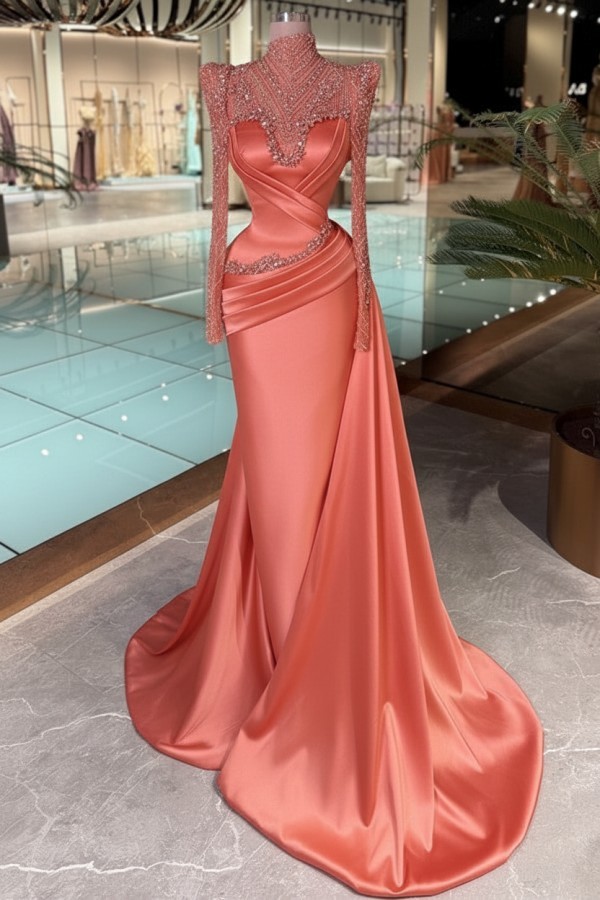 Schöne Abendkleider Lang Glitzer Lila Ballkleider mit Ärmel