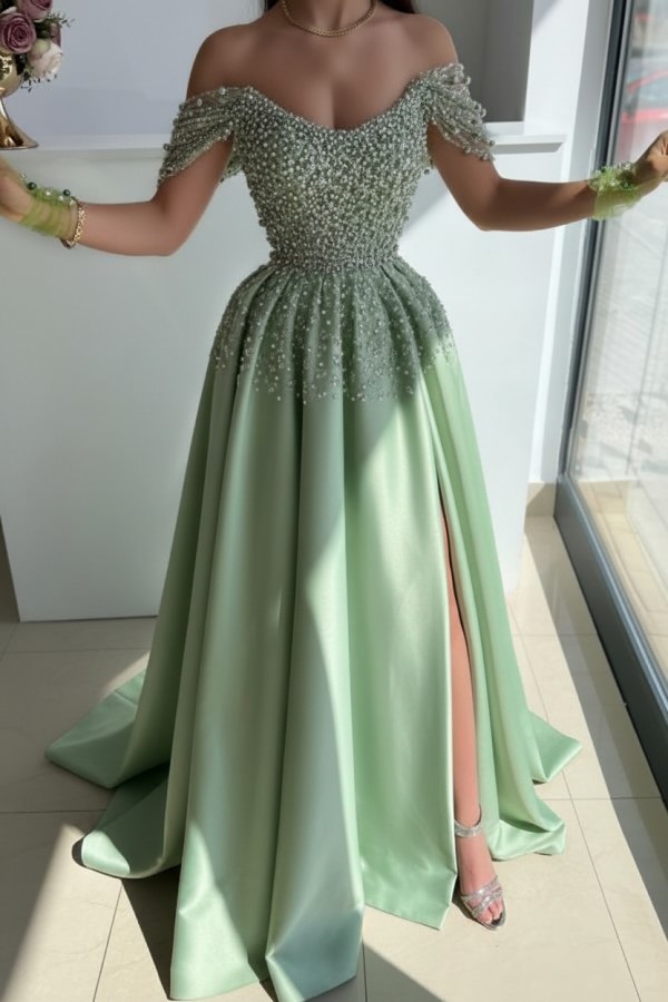 Designer Abendkleider Lang Glitzer | Abiballkleider Grün Günstig