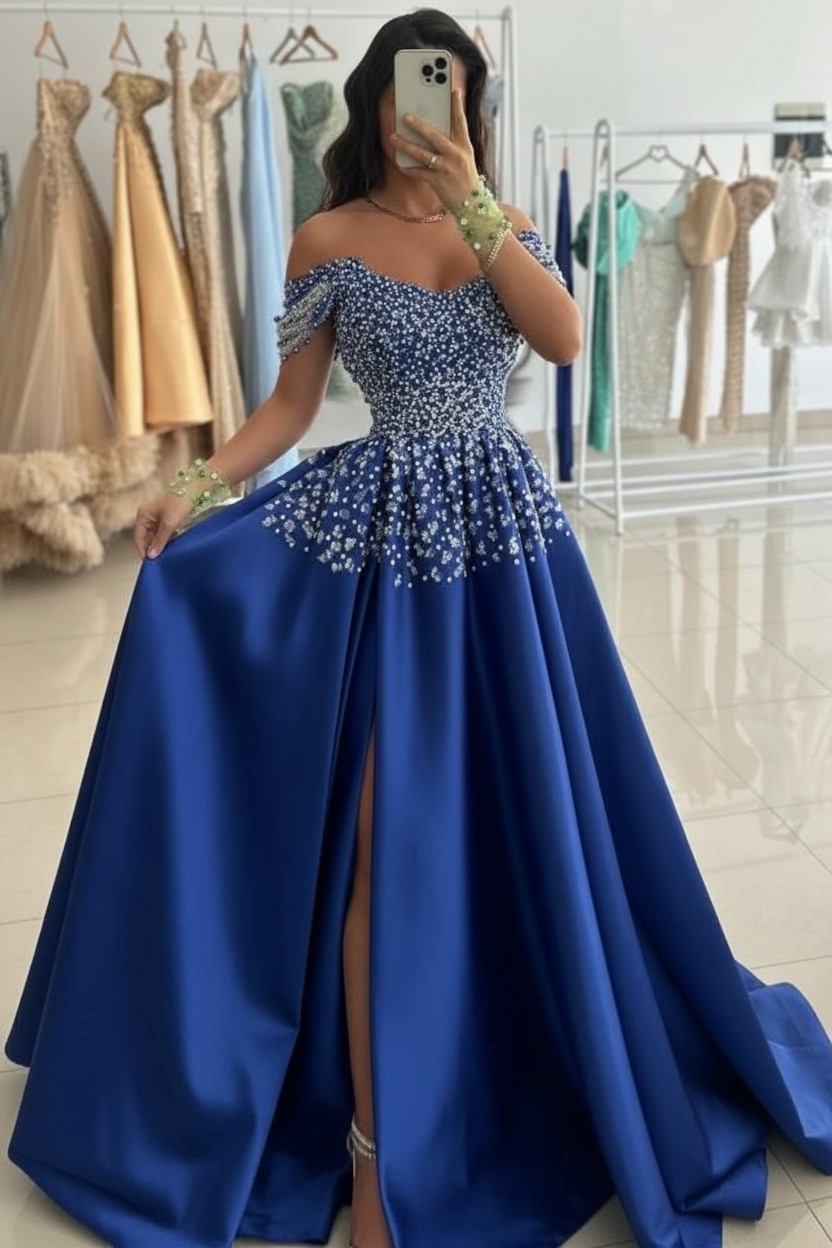 Günstige Abendkleider Lang Grün Ballkleider Abiballkleider mit Glitzer