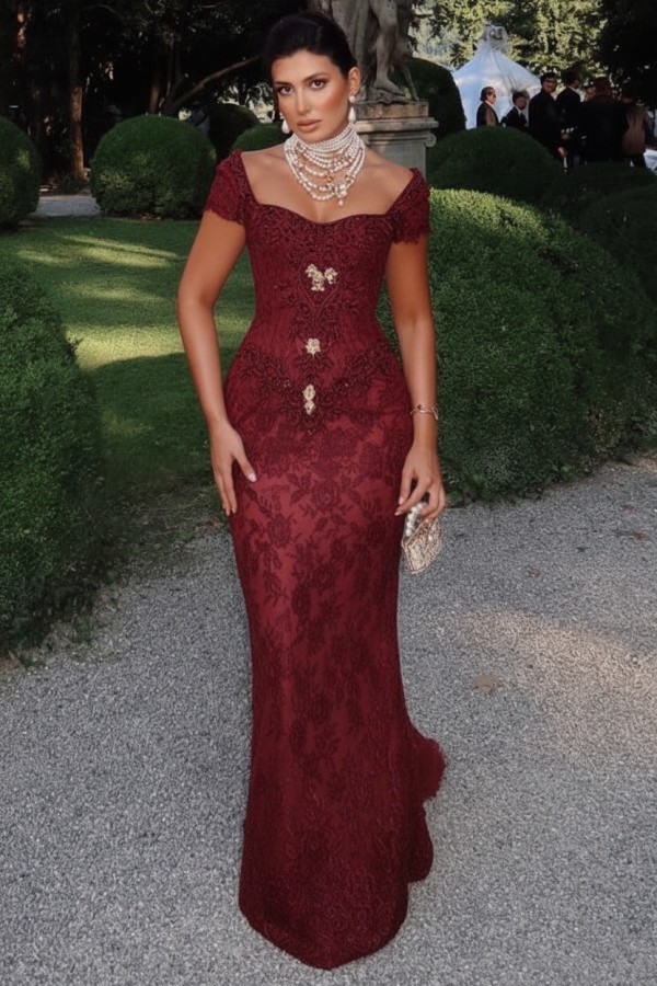 Designer Abendkleider Lang Spitze Ballkleider mit Glitzer