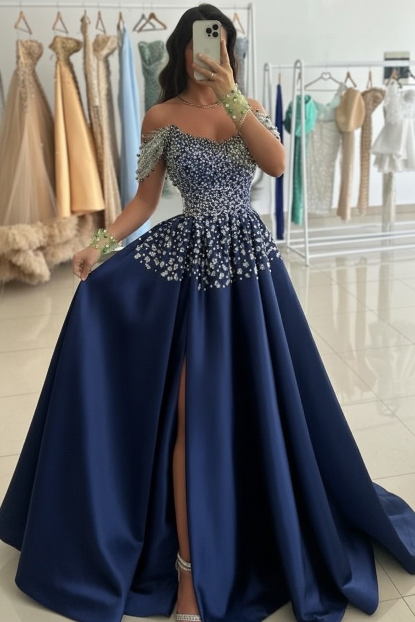 Günstige Abendkleider Lang Grün Ballkleider Abiballkleider mit Glitzer