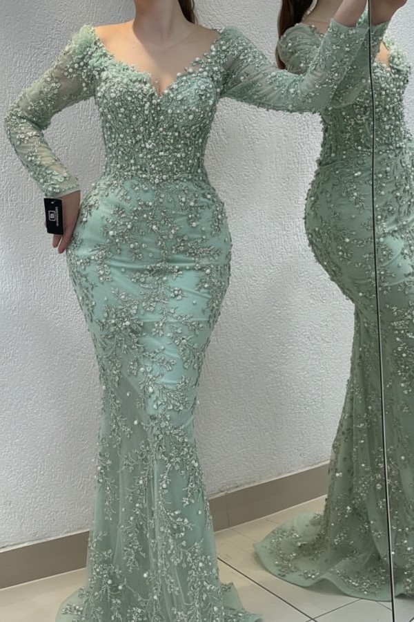 Schöne Abendkleider Lang Gold | Spitze Abiballkleider mit Glitzer