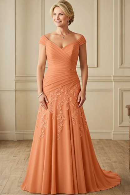 Champagne Brautmutterkleider Lang Günstig Kleider für Brautmutter