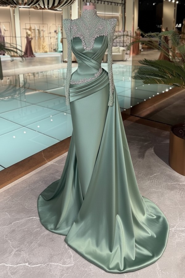 Schöne Abendkleider Lang Glitzer Lila Ballkleider mit Ärmel