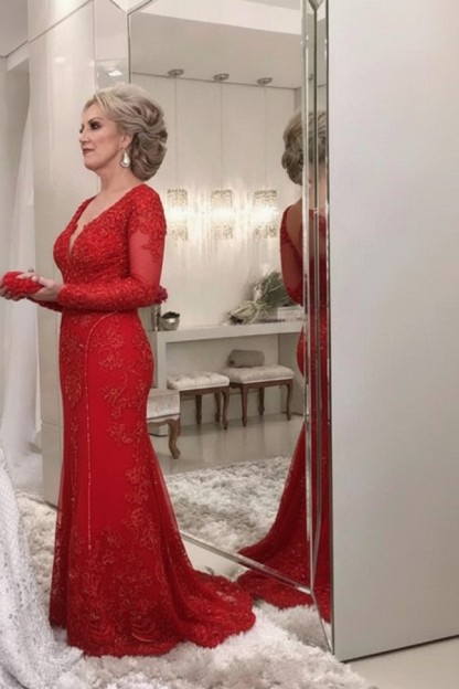 Golden Brautmutterkleider Spitze Mit Ärmel Günstig Abendkleider für Hochzeit Online