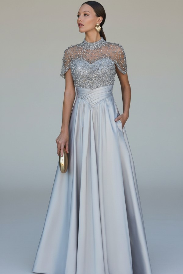 Dunkel Grüne Abendkleider Lang Glitzer Ballkleider mit Ärmel