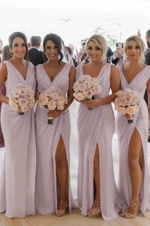 Elegante Brautjungfernkleider Lang Chiffon | Kleider für Brautjungfern