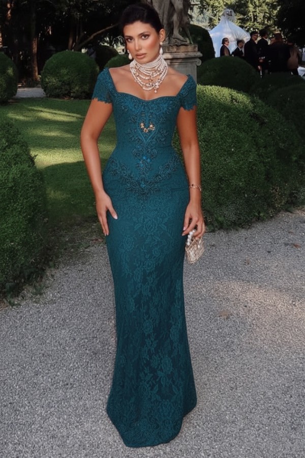 Designer Abendkleider Lang Spitze Ballkleider mit Glitzer