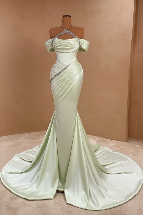 Silber Abendkleider Lang Meerjungfrau Stil Abiballkleider Ballkleid Mit Glitzer