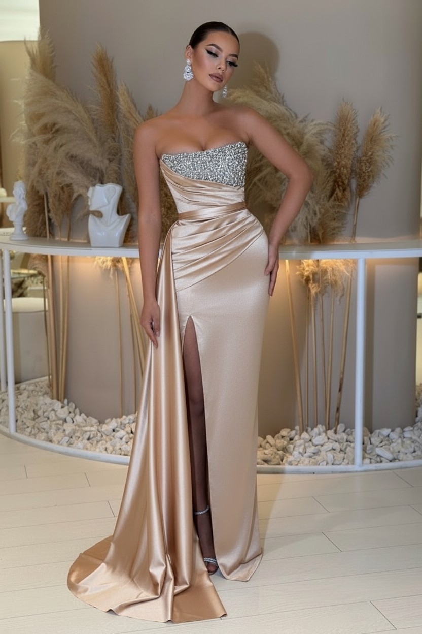 Dusty Grün Abendkleider Lang Günstig | Abiballkleider mit Glitzer