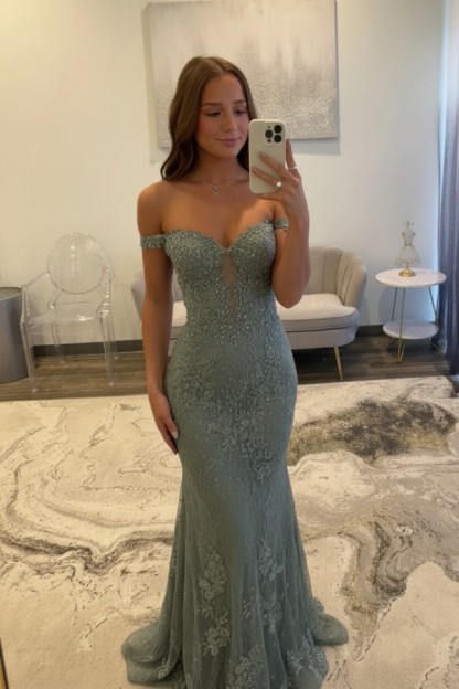 Navy Blaue Abendkleider Lang Spitze Ballkleider mit Glitzer