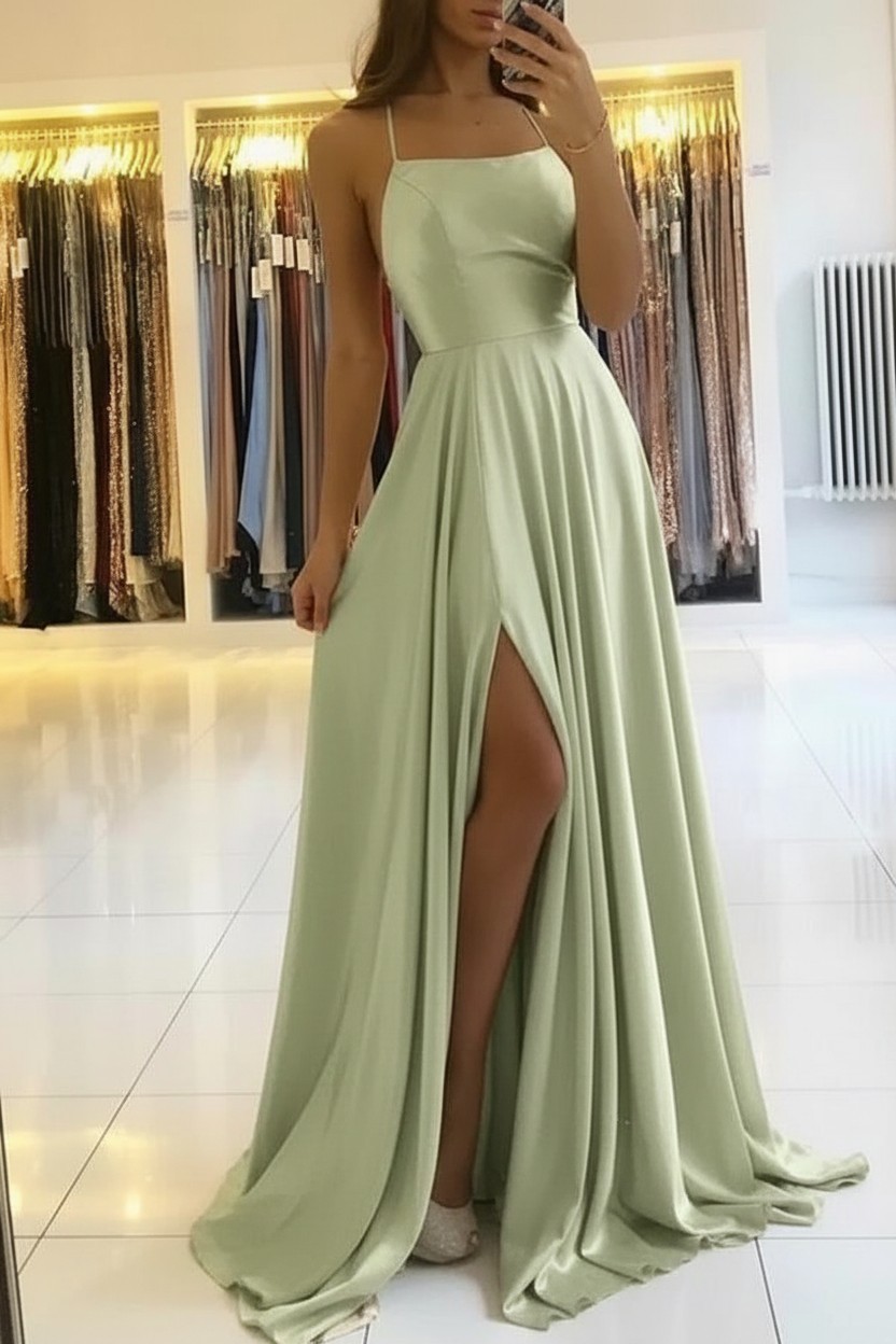 Schlichtes Abendkleid Lang Grün | Abiballkleider Günstig