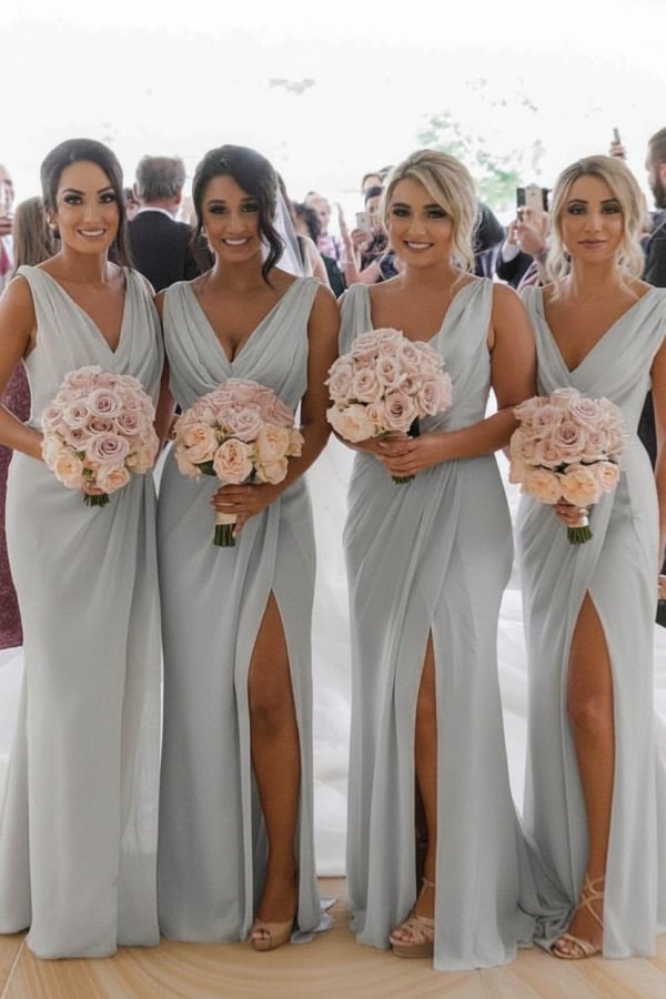 Elegante Brautjungfernkleider Lang Chiffon | Kleider für Brautjungfern