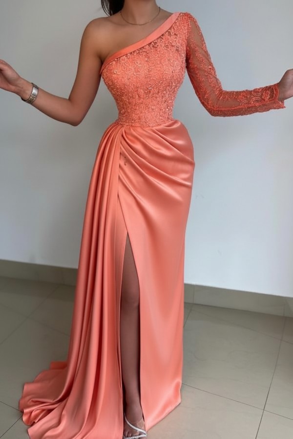 Designer Abendkleider Lang Spitze | Abiballkleider mit Ärmel