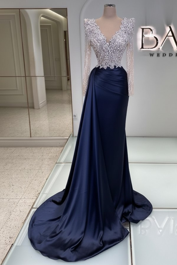 Schwarze Abendkleider Lang Glitzer | Abiballkleider V Ausschnitt | Babyonlinedress.de