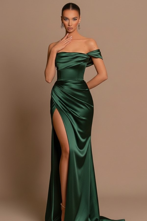 Olive Grün Abendkleider Lang Günstig | Schlichte Abiballkleider