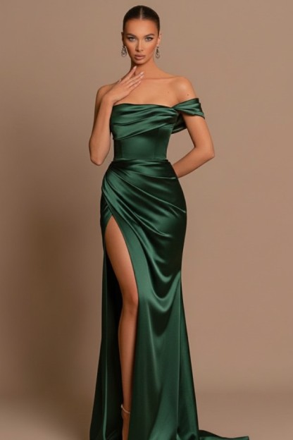 Olive Grün Abendkleider Lang Günstig | Schlichte Abiballkleider