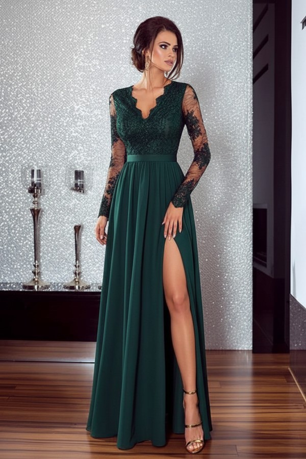 Elegante Abendkleider Lang Schwarz Mit Spitze Etuikleid Kleider Online