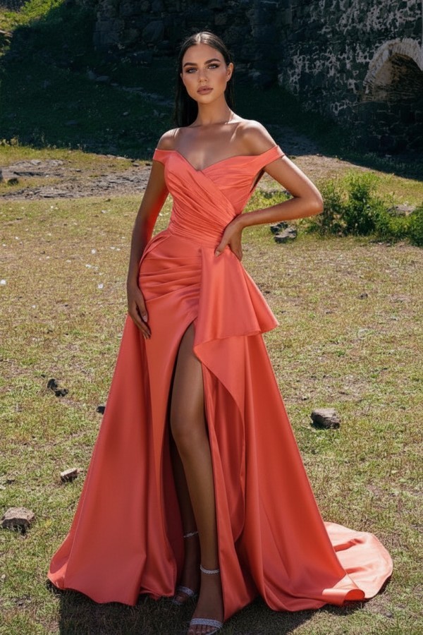 Schlichte Abendkleider Lang Rot | Abiballkleider Günstig