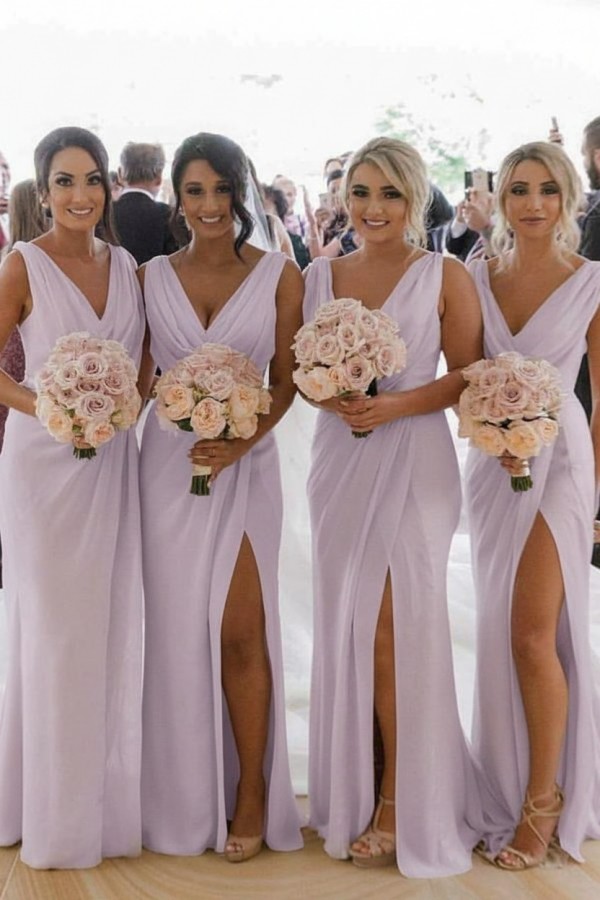 Elegante Brautjungfernkleider Lang Chiffon | Kleider für Brautjungfern