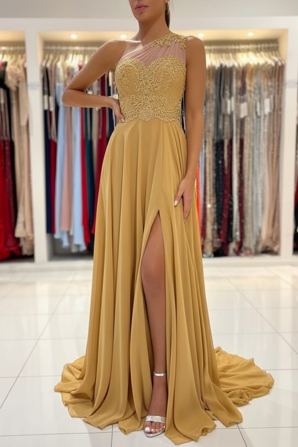 Schlichtes Abendkleid Mit Spitze | Abiballkleider Lang Günstig