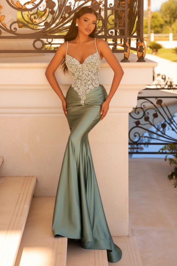 Wunderschöne Abendkleider Grün | Abiballkleider Lang mit Glitzer