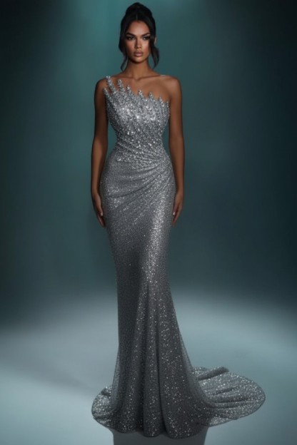 Festliche Abendkleider Lang Brau Abiballkleider Ballkleider Glitzer