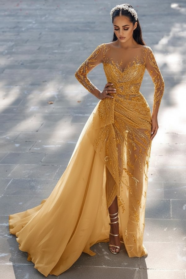 Blaues Abendkleid Lang Glitzer | Abiballkleider Spitze Mit Ärmel