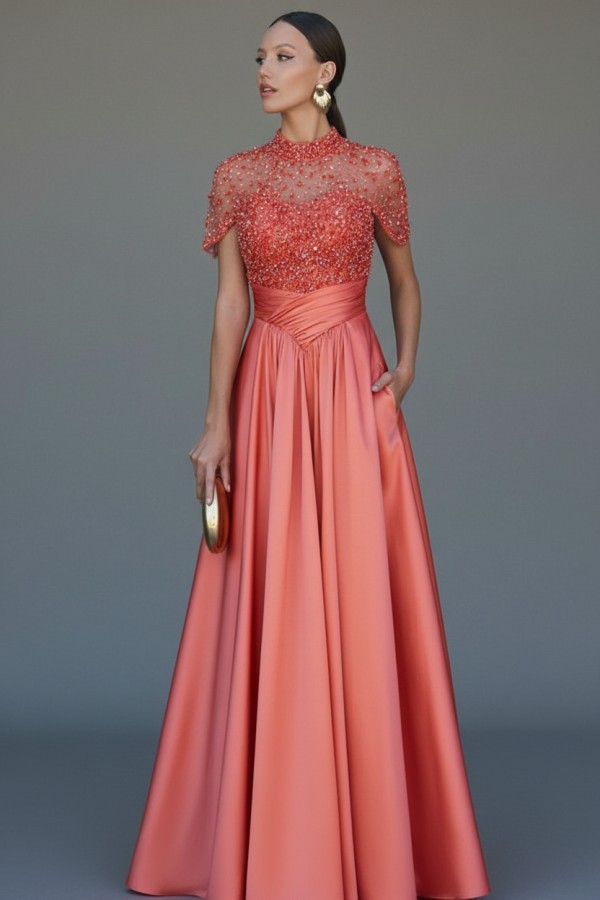 Dunkel Grüne Abendkleider Lang Glitzer Ballkleider mit Ärmel