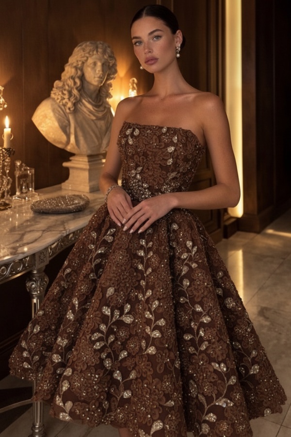 Gelb Abendkleid Kurz Spitze Ballkleid Cocktailkleider Glitzer