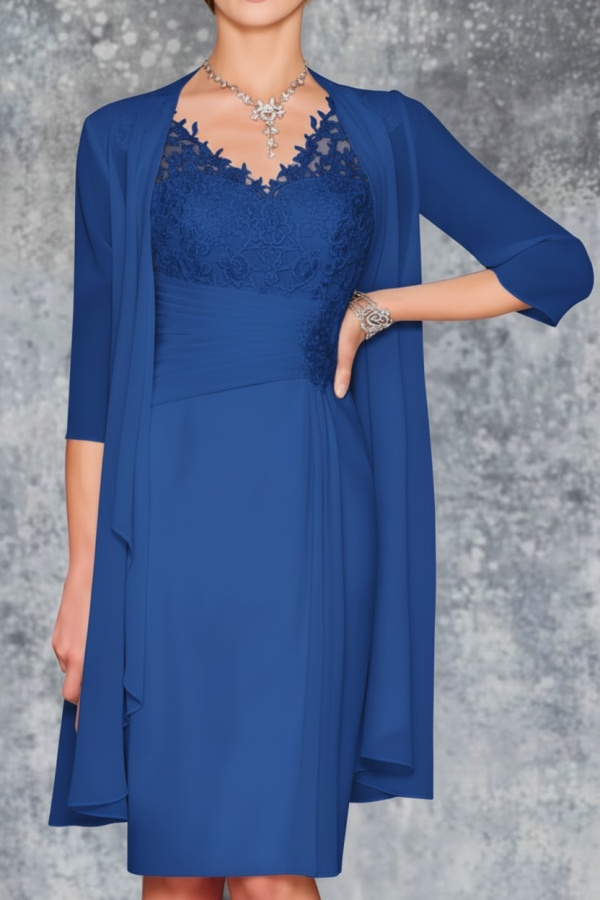 Mint Brautmutterkleid Kurz Chiffon | Kurze Brautmutterkleider mit Jacke