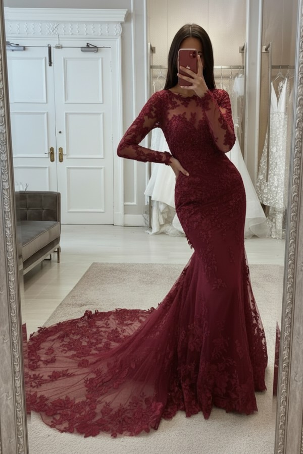 Brautkleider Meerjungfrau Spitze | Hochzeitskleider mit Ärmel