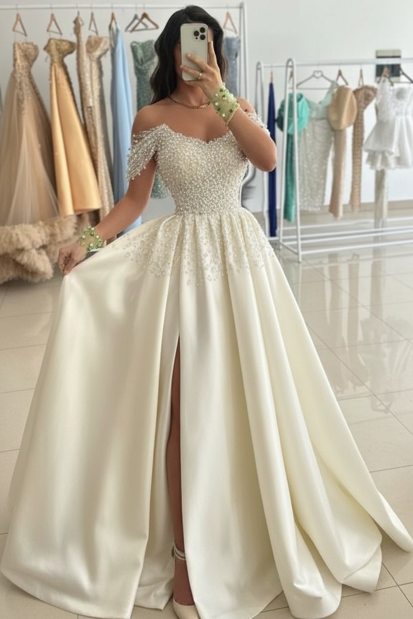 Günstige Abendkleider Lang Grün Ballkleider Abiballkleider mit Glitzer