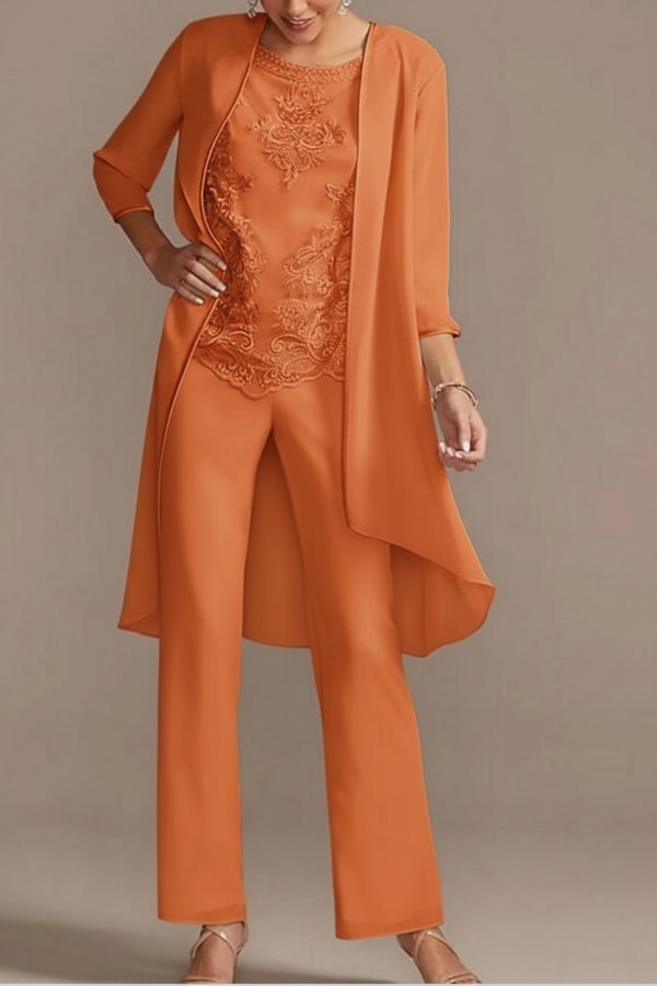 Designer Brautmutter Hoesenanzug | Brautmutterkleider Chiffon 3 Teilig