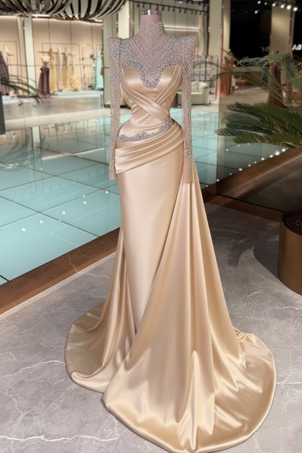 Schöne Abendkleider Lang Glitzer Lila Ballkleider mit Ärmel