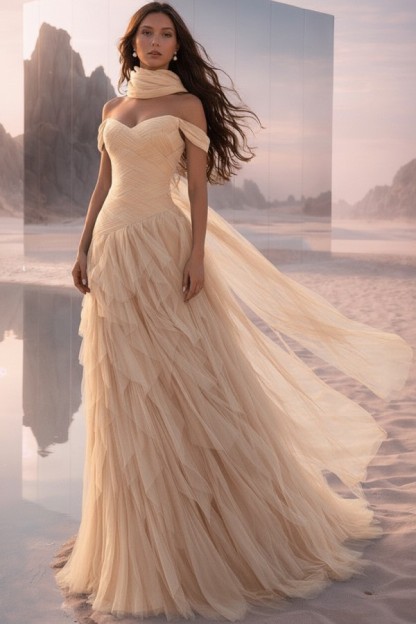  Tintenblau Abendkleider Lang Tüll Ballkleider Abiballkleider Online