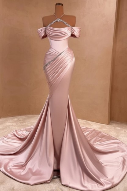 Silber Abendkleider Lang Meerjungfrau Stil Abiballkleider Ballkleid Mit Glitzer