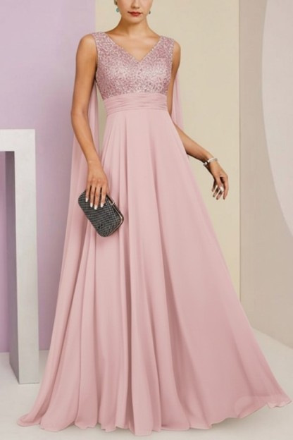 Brautmutterkleid Lang Blau Kleider für Brautmutter mit Ärmel