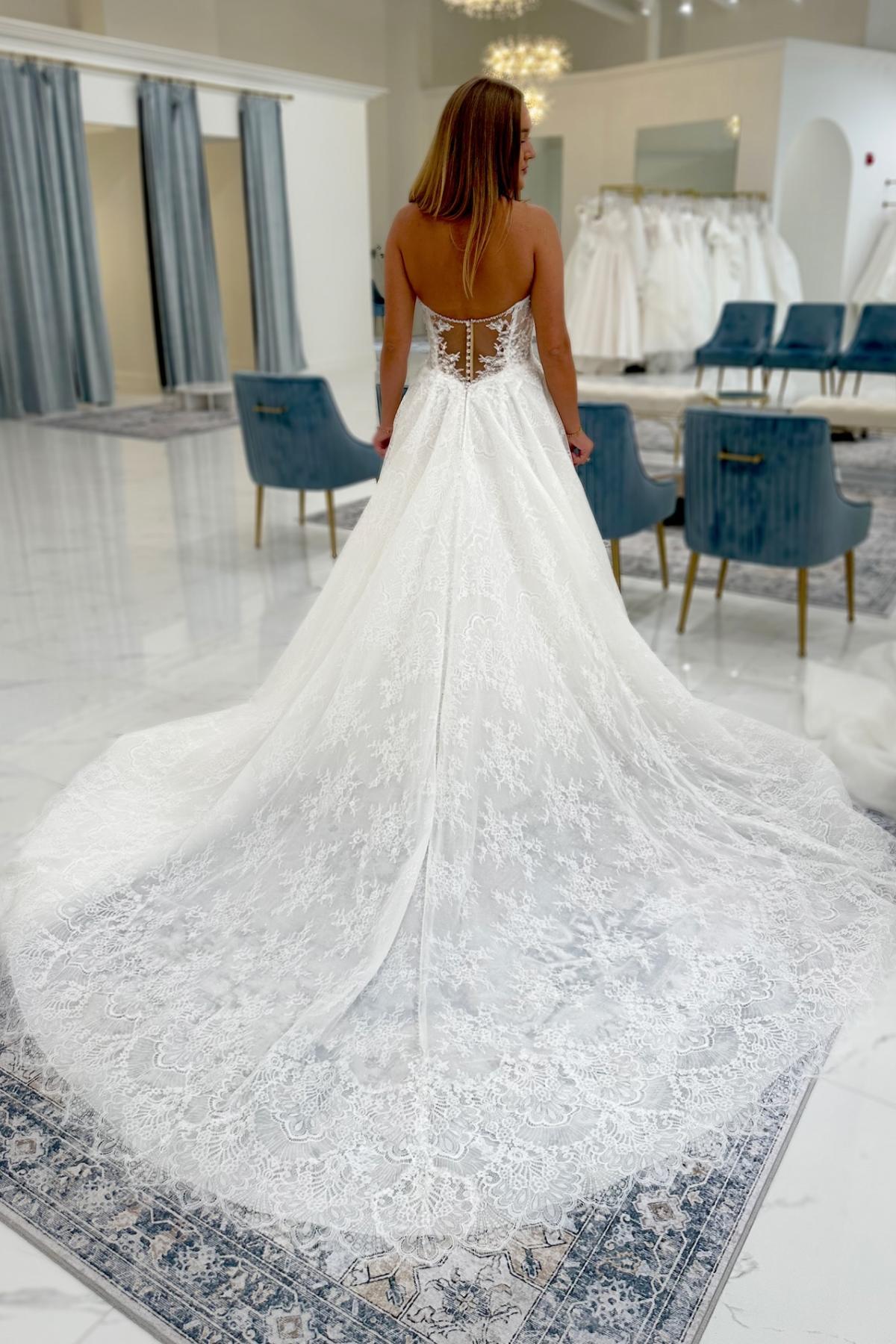 Elegante Hochzeitskleider A linie Spitze Brautkleid Brautmoden Günstig-babyonlinedressde