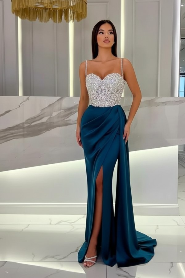 Schöne Abendkleider Mit Glitzer | Blaue Abiballkleider Lang Günstig