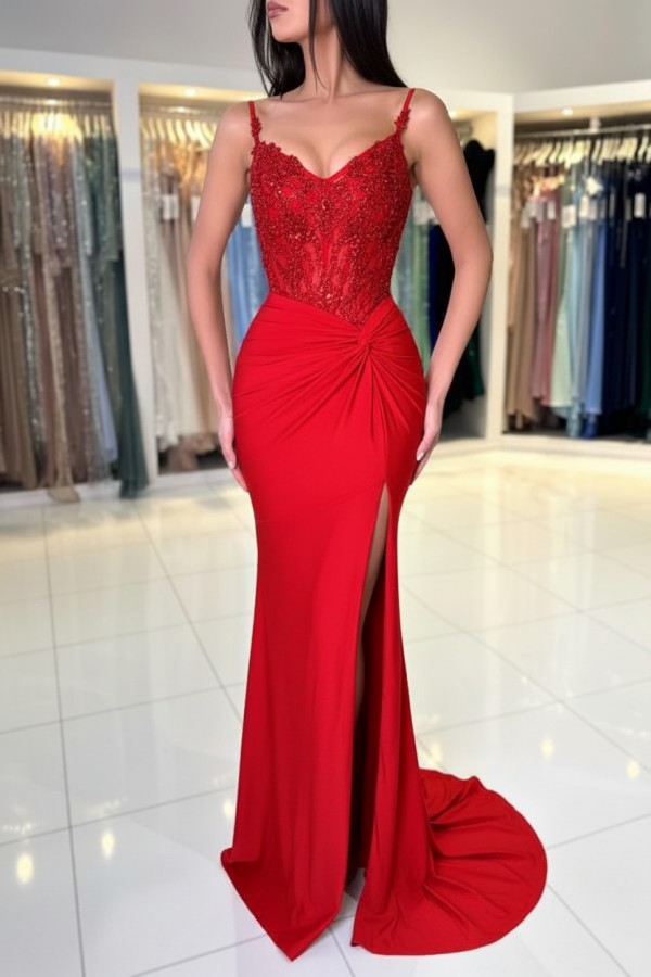 Wunderschöne Abendkleider Weinrot | Abiballkleider Lang Glitzer