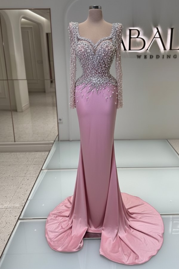 Schwarzes Abednkleid Lang Glitzer Abiballkleider Ballkleider mit Ärmel