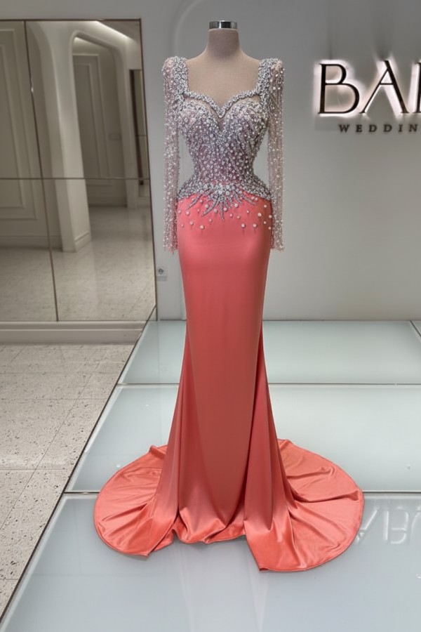 Schwarzes Abednkleid Lang Glitzer Abiballkleider Ballkleider mit Ärmel