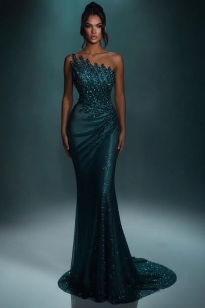 Festliche Abendkleider Lang Brau Abiballkleider Ballkleider Glitzer