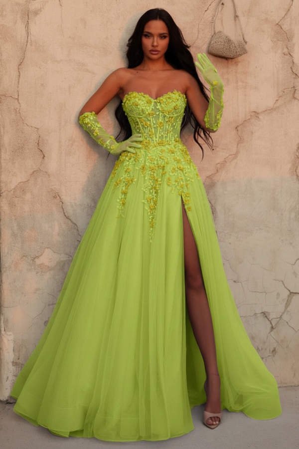 Himmel Blaues Abendkleid Lang Spitze Ballkleid Abendmoden Online